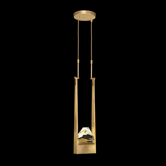 Hand-Carved Crystal LED Pendant Light / Gold
