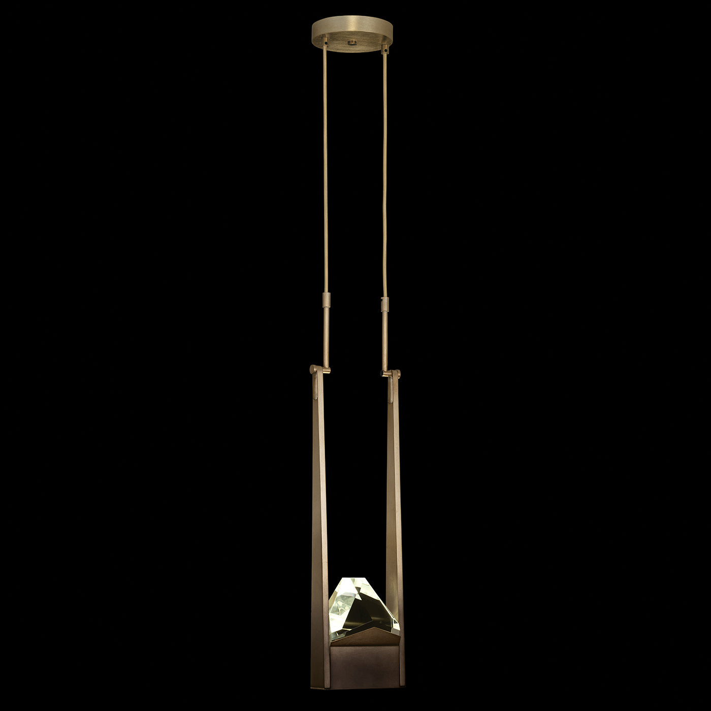 Hand-Carved Crystal LED Pendant Light / Bronze