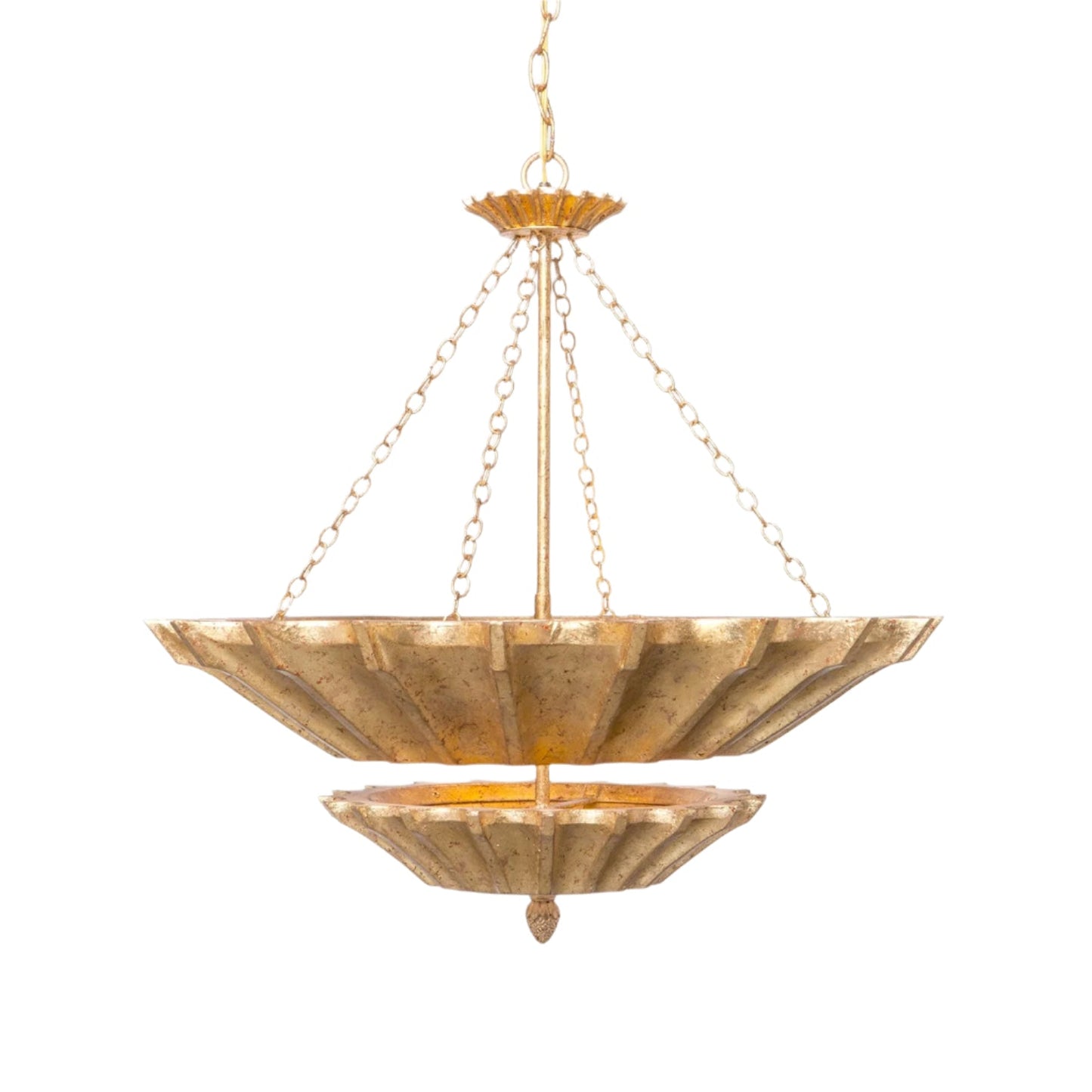 Adjustable Gold or Silver Leaf Chandelier / Gold Leaf