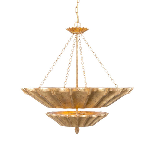 Adjustable Gold or Silver Leaf Chandelier / Gold Leaf