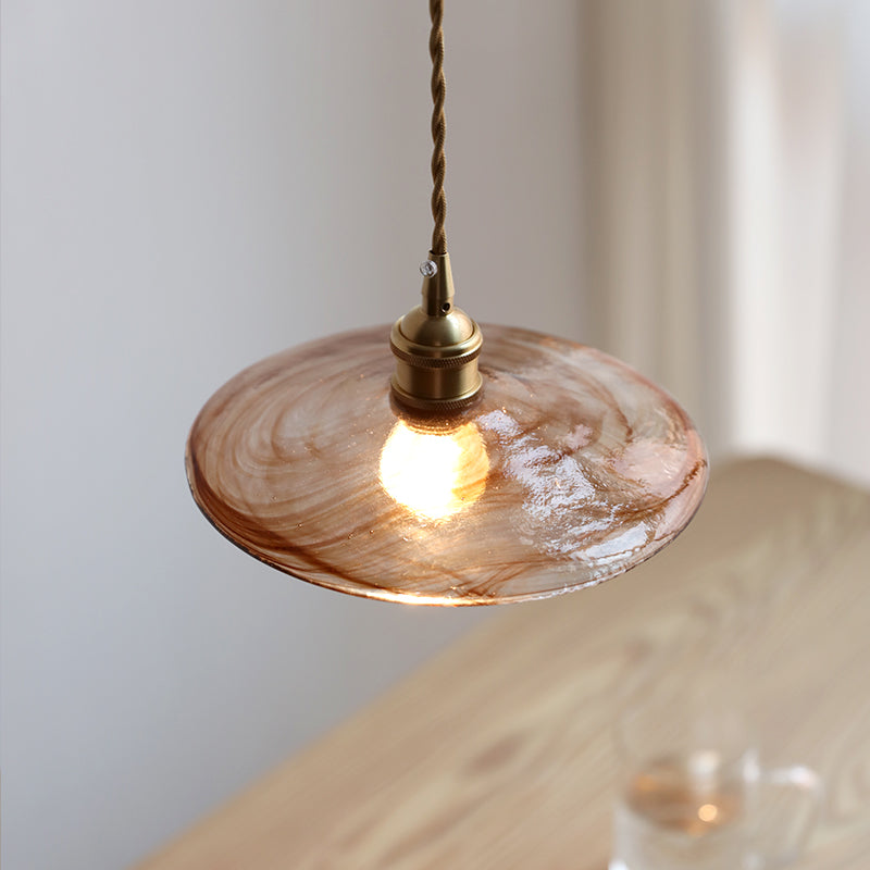 Amber Glass Copper Pendant Light / Amber