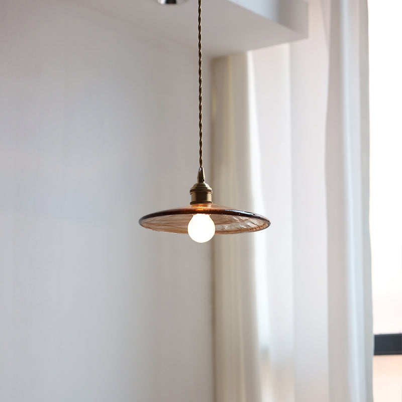 Amber Glass Copper Pendant Light