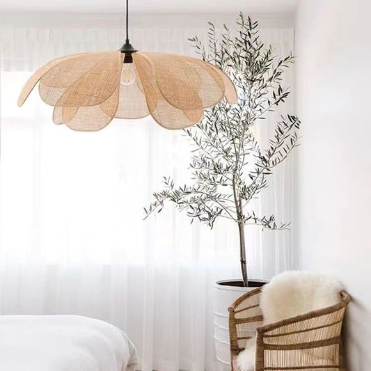 Bamboo Rattan Petal Ceiling Light / Chandelier / Diameter 80cm