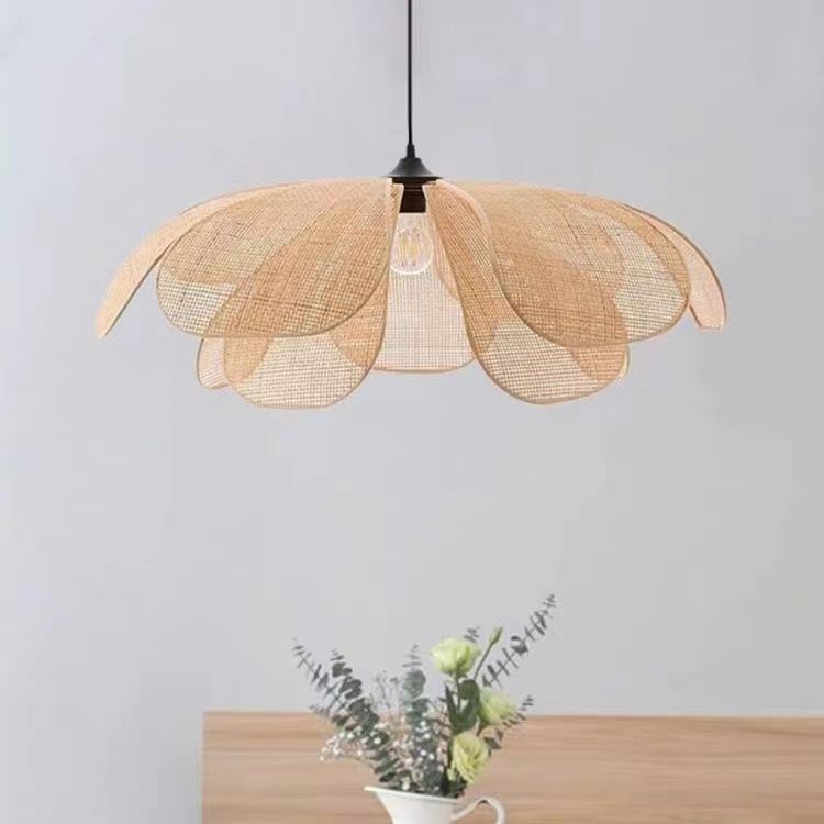 Bamboo Rattan Petal Ceiling Light / Chandelier / Diameter 100cm