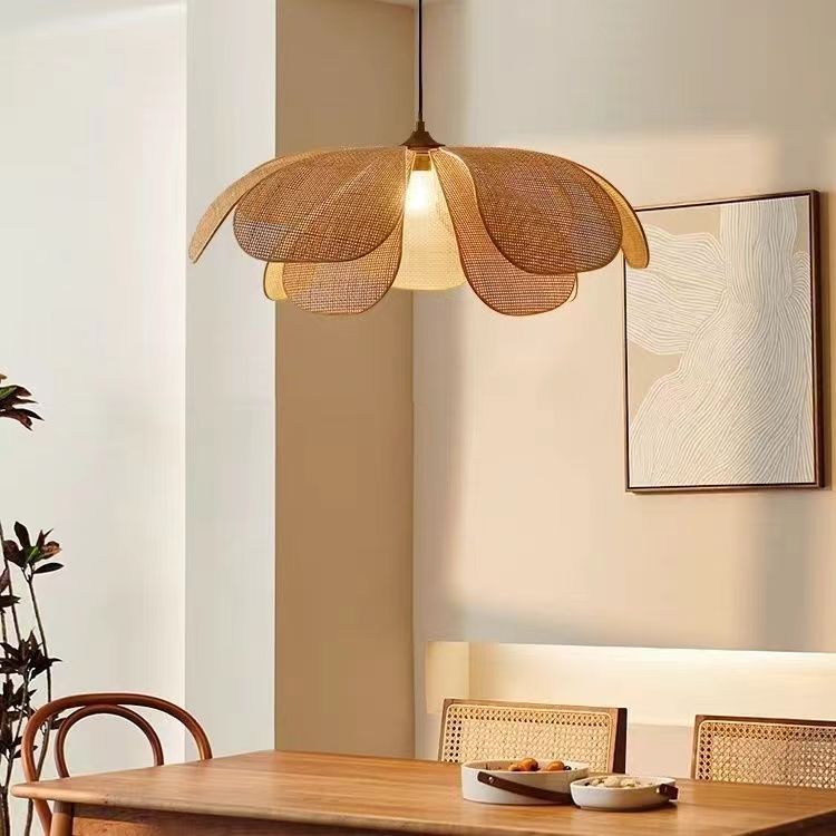 Bamboo Rattan Petal Ceiling Light / Chandelier / Diameter 500mm