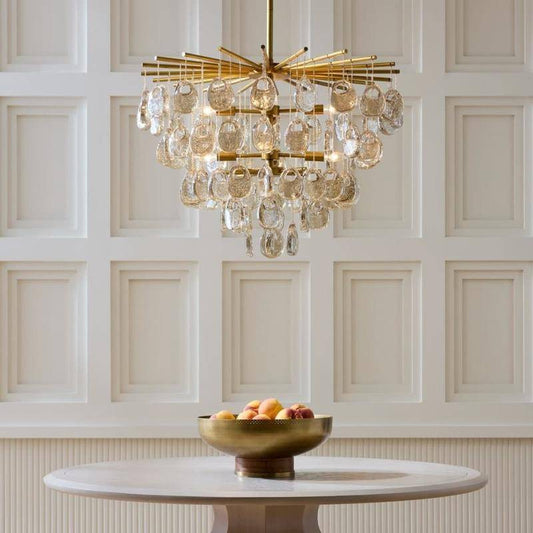 Cascading Amber Glass Chandelier