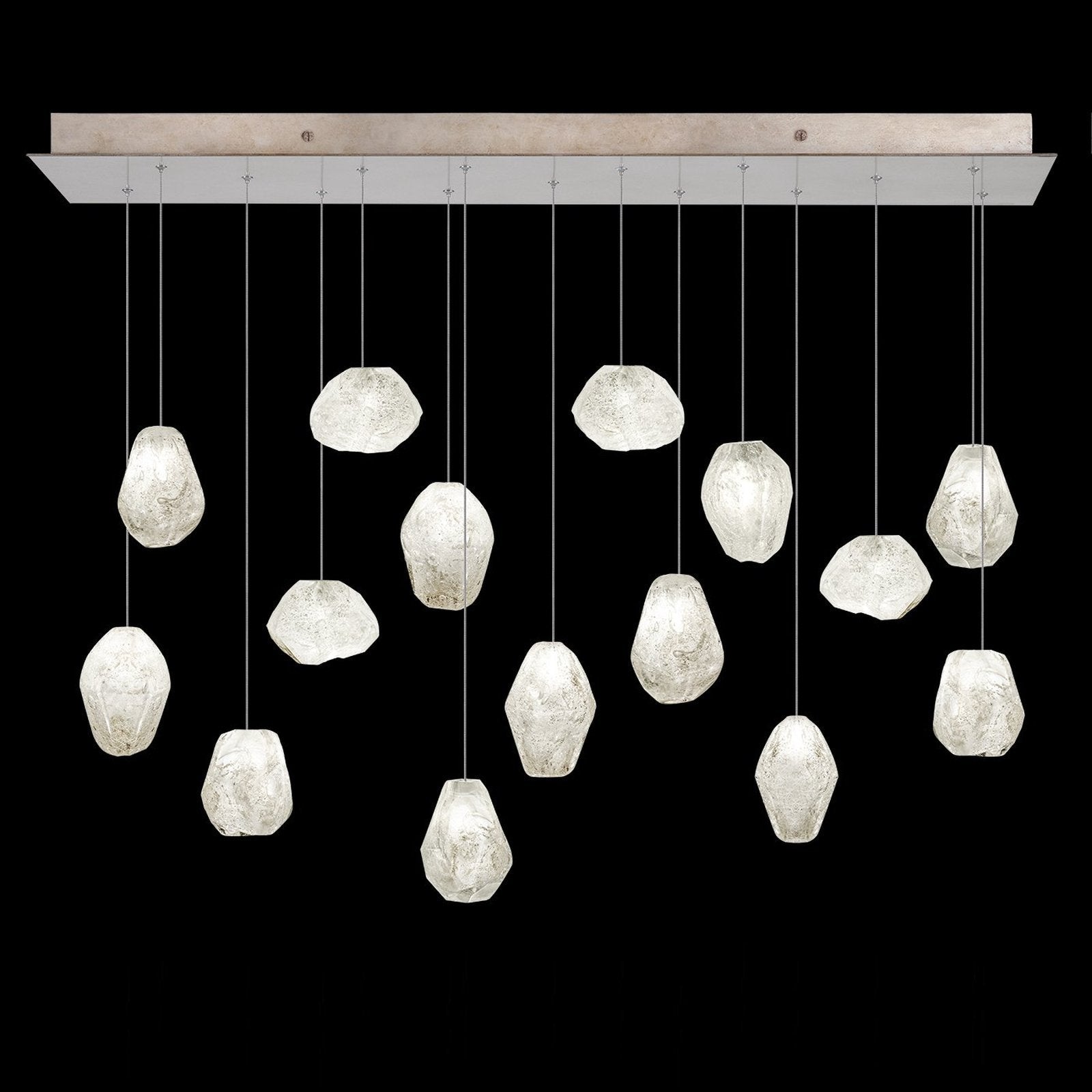 Clear Quartz Glass Linear Pendant Light / Style_1 / Gold