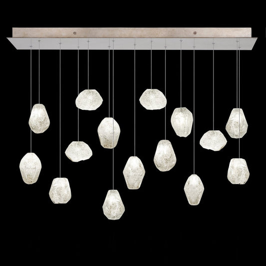 Clear Quartz Glass Linear Pendant Light / Style_1 / Gold
