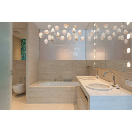 Clear Quartz Glass Linear Pendant Light / Style_1 / Silver