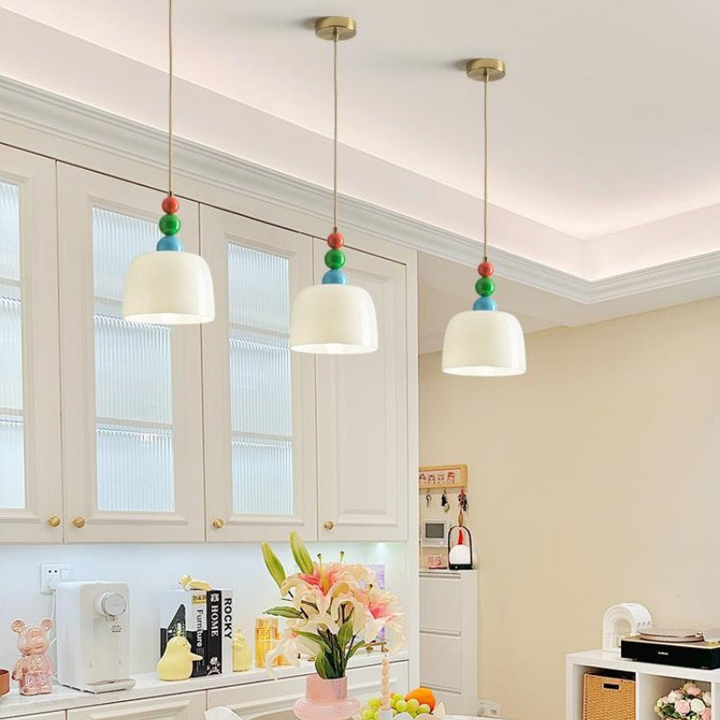 Cream Glass French-Style Chandelier / Warm Light / Cream Yellow