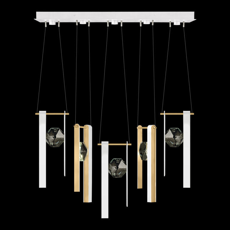 Five-Drop Optic Crystal LED Pendant / White