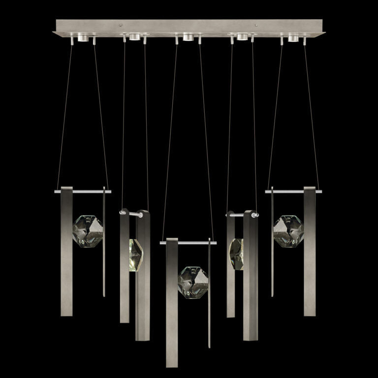 Five-Drop Optic Crystal LED Pendant / Soft Ombre Silver