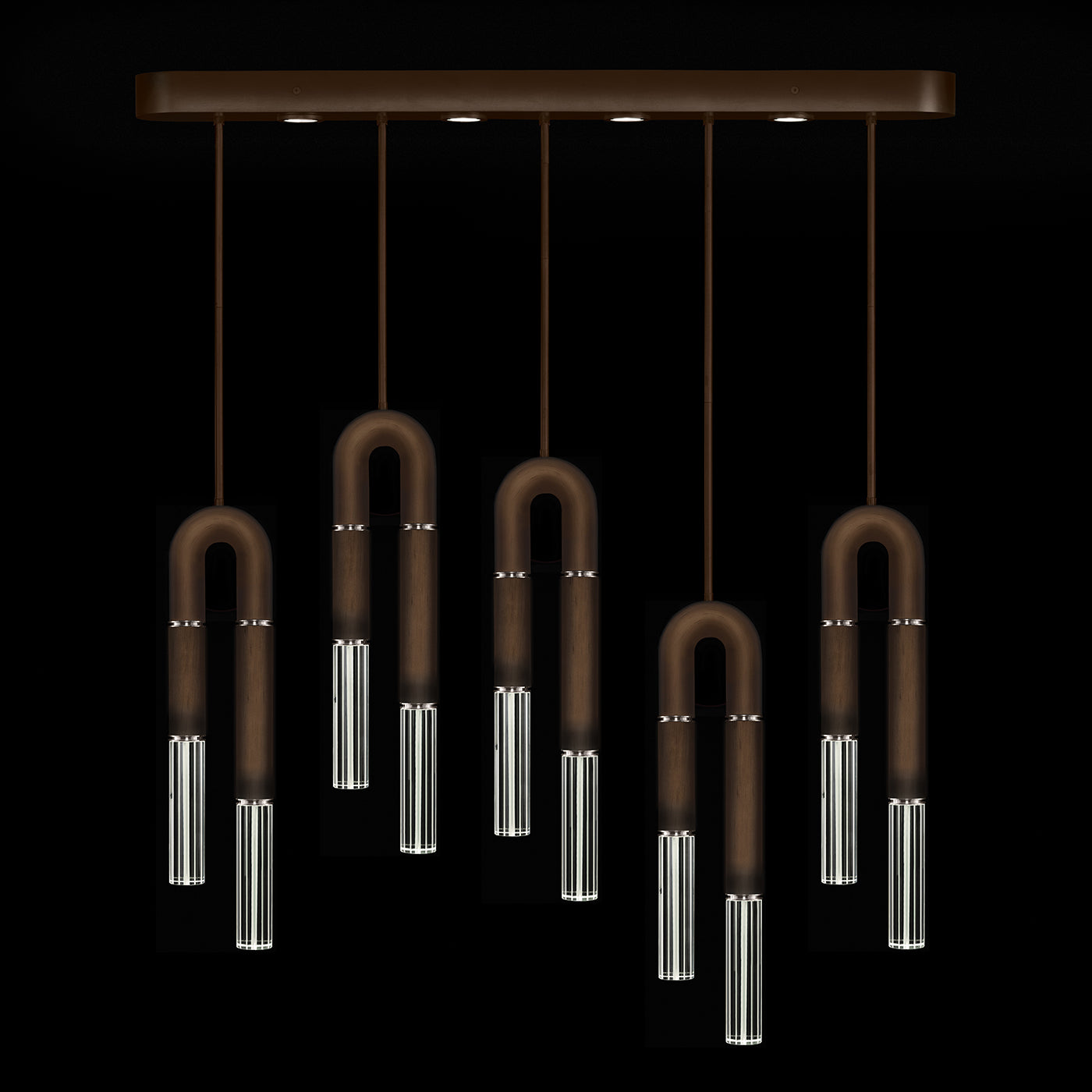 Five-Drop Parchment Linear Pendant Light / Bronze / Nickel / No Parchment