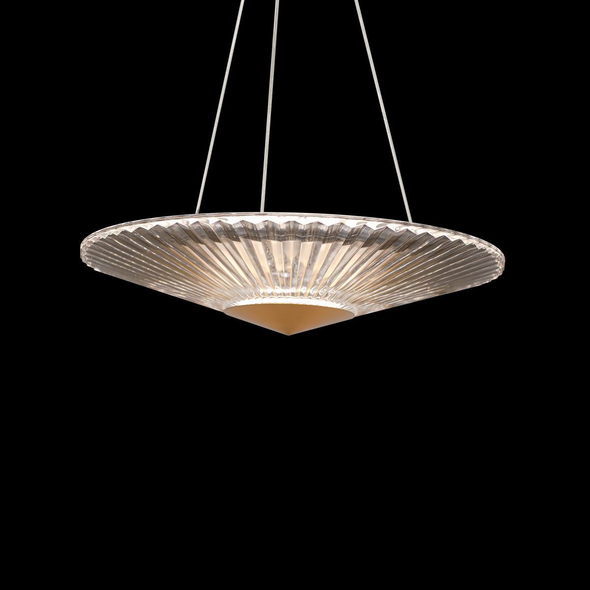 Folded Crystal LED Pendant Light / Aged Brass