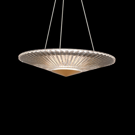 Folded Crystal LED Pendant Light / Aged Brass