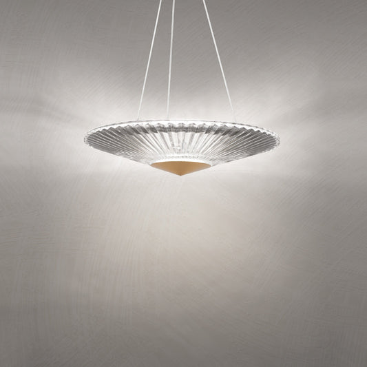 Folded Crystal LED Pendant Light / Polished Chrome