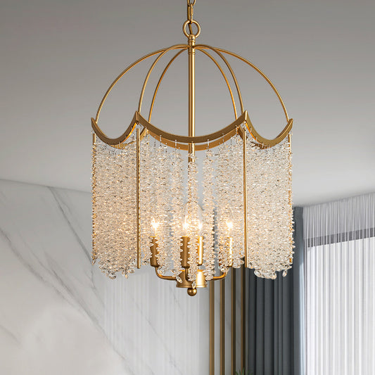 Four-Light Gold Crystal Chandelier / LED tricolor light / Golden 4 Heads