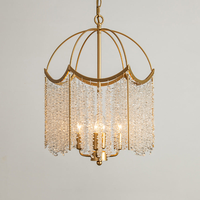Four-Light Gold Crystal Chandelier
