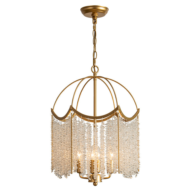 Four-Light Gold Crystal Chandelier / Without Light Source / Golden 4 Heads