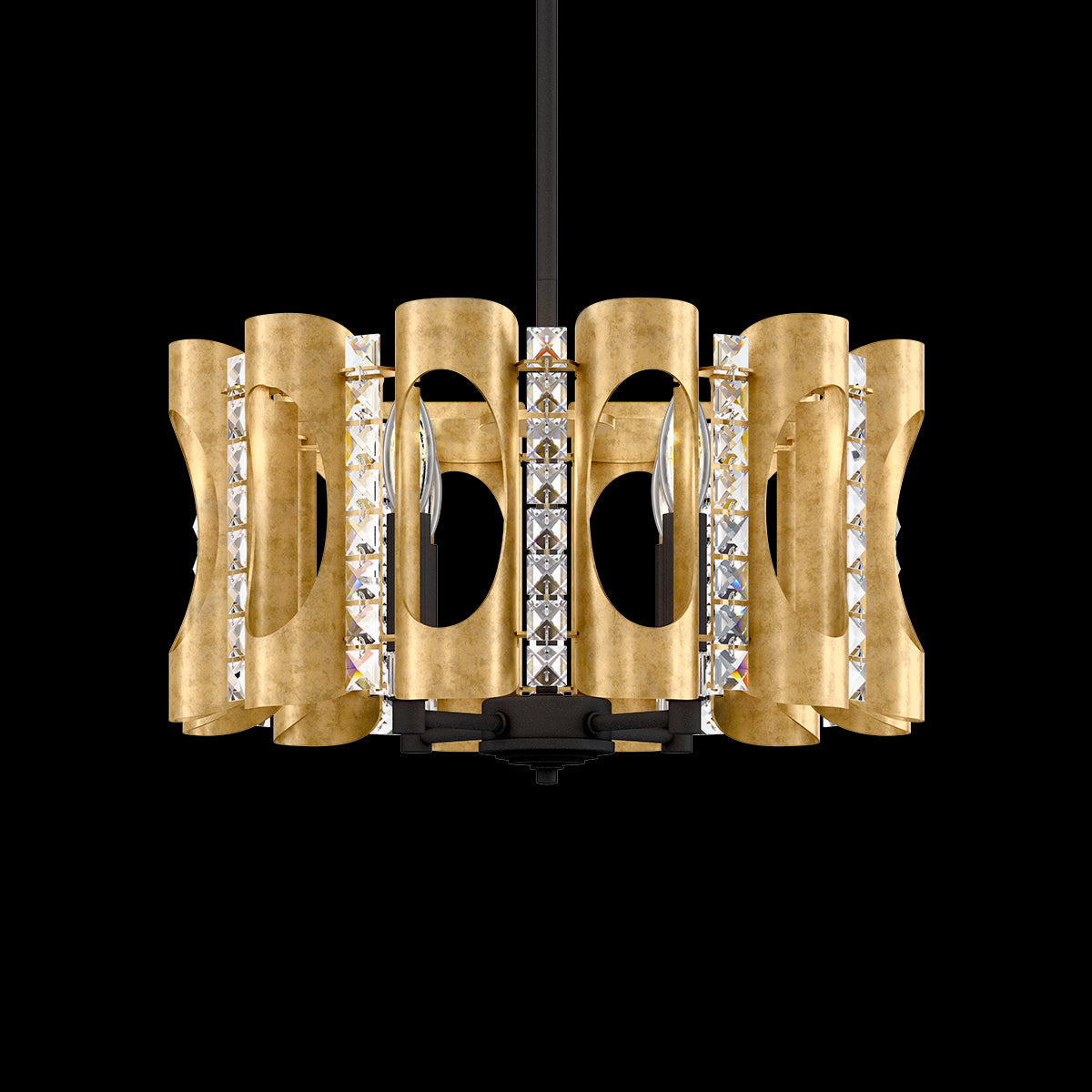 Geometric Cylinder Crystal Pendant Light / Heirloom Gold