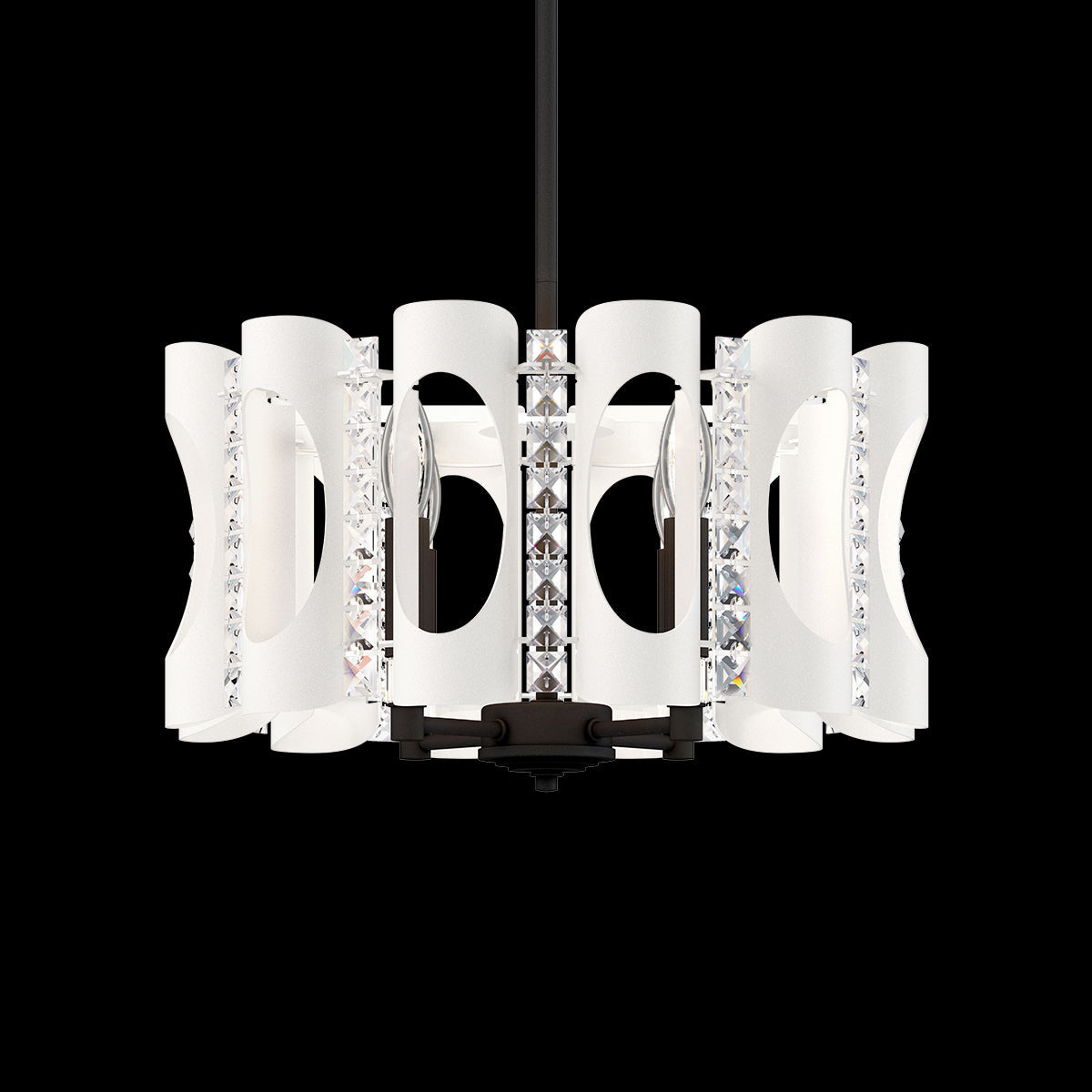 Geometric Cylinder Crystal Pendant Light / White