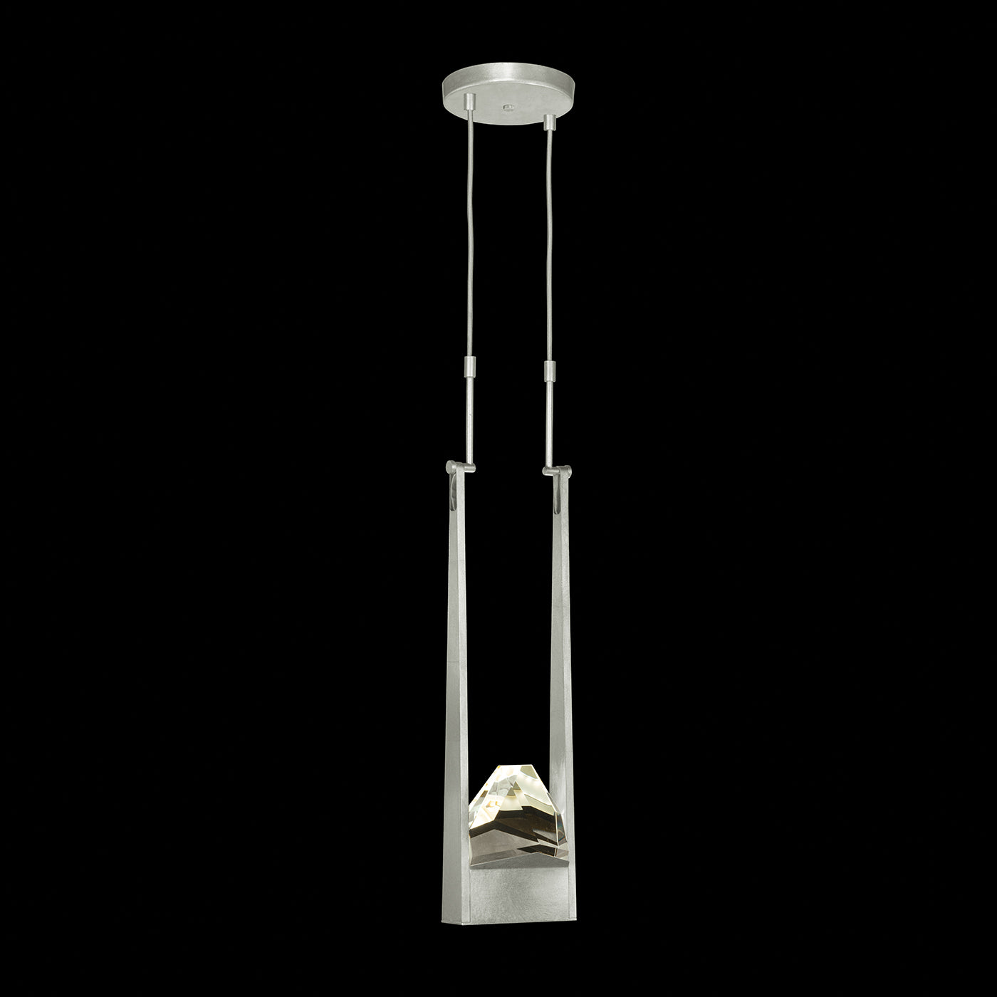 Hand-Carved Crystal LED Pendant Light / Silver