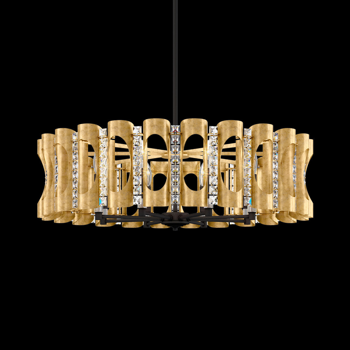 Large Geometric Crystal Pendant Light / Heirloom Gold