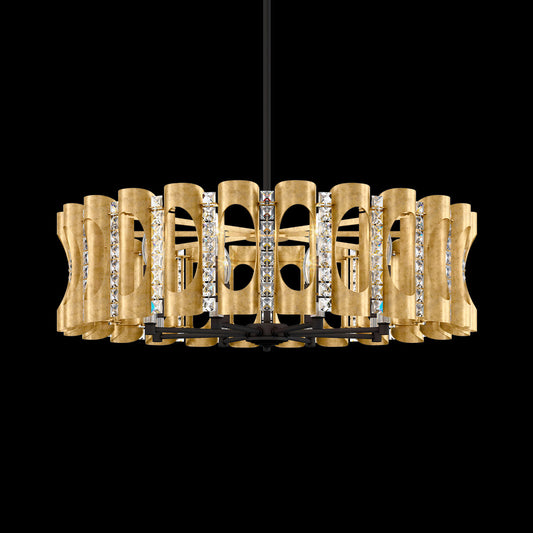 Large Geometric Crystal Pendant Light / Heirloom Gold