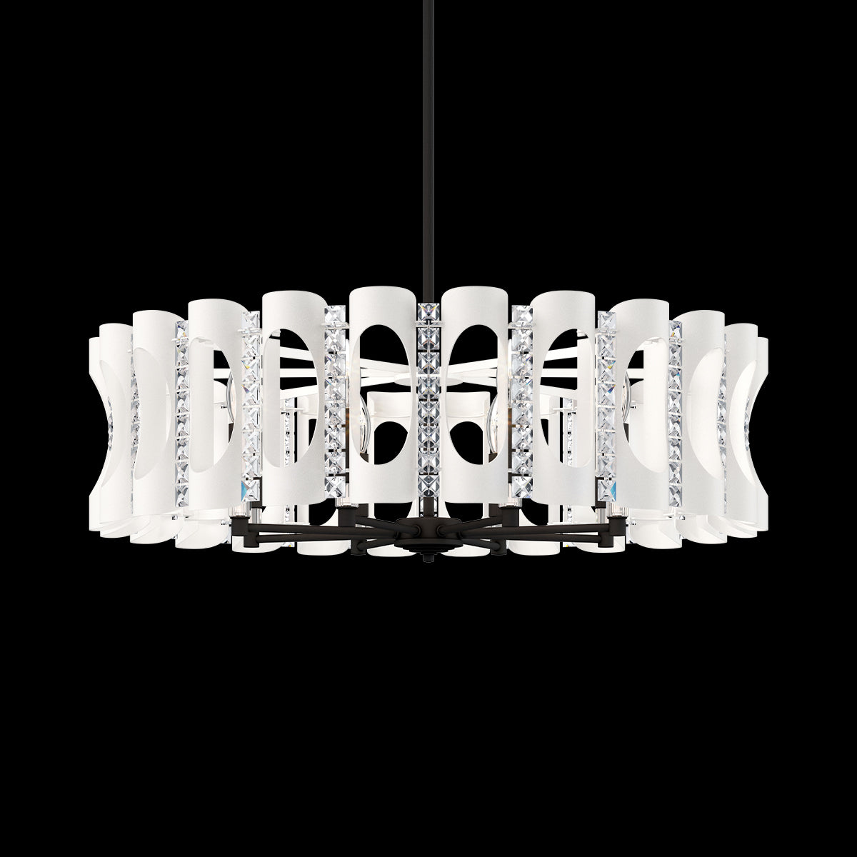 Large Geometric Crystal Pendant Light / White
