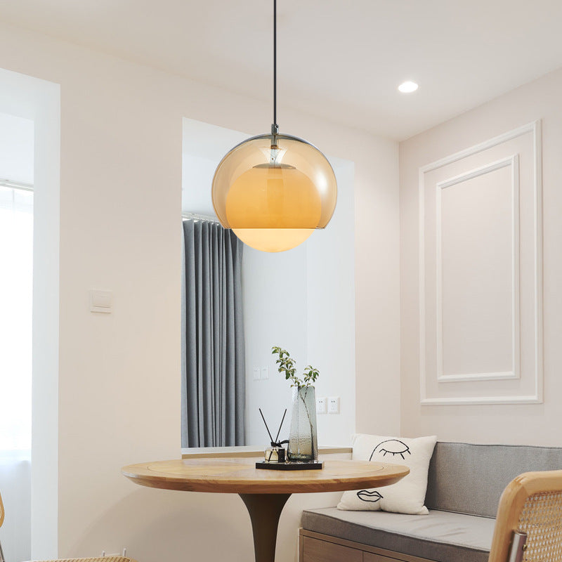 Nordic Iron Glass Pendant Light / White Light / Yellow