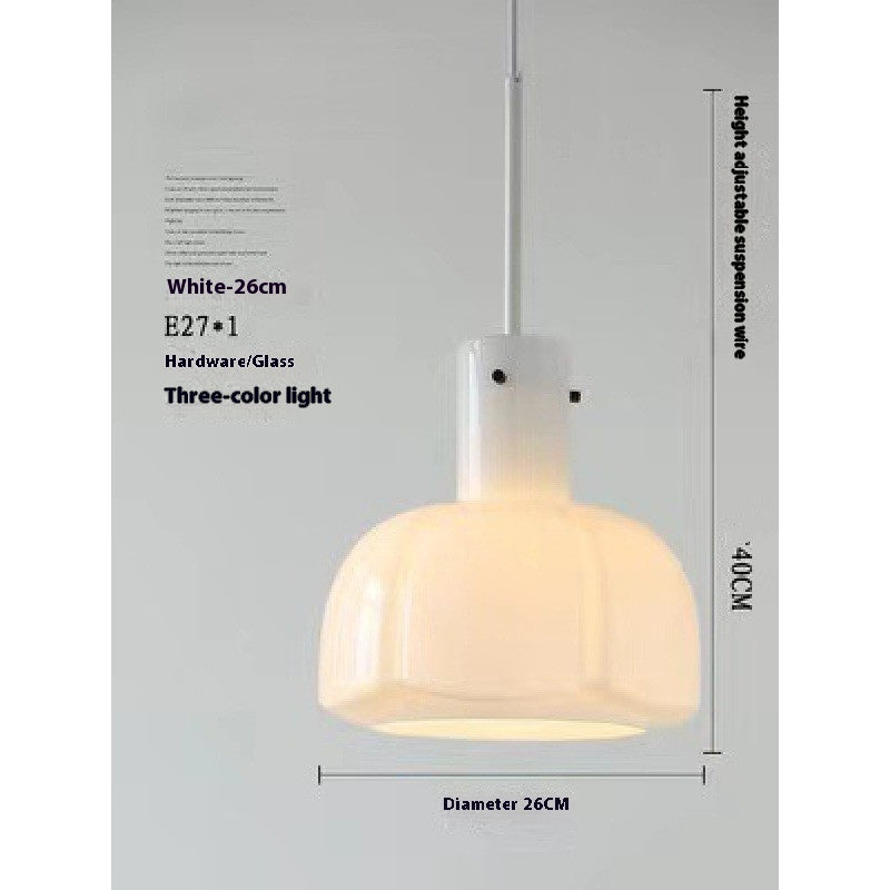 Retro Flower Bud Glass Pendant Light / Milk white / Warm light