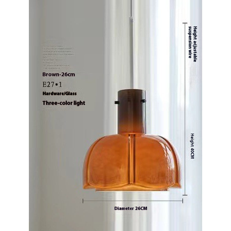 Retro Flower Bud Glass Pendant Light / Milk white / White light
