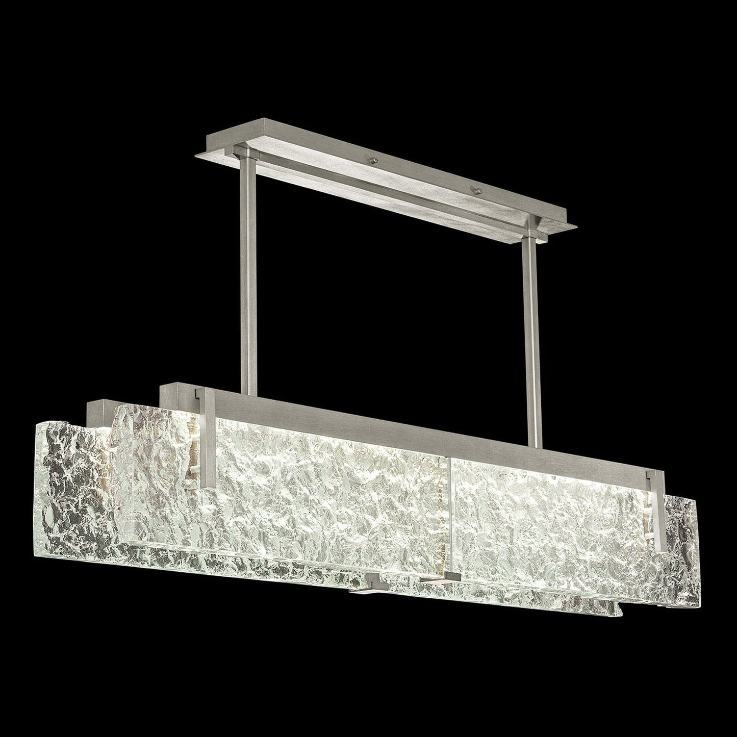 Textured Cast Crystal Linear LED Pendant / Gold / Clear