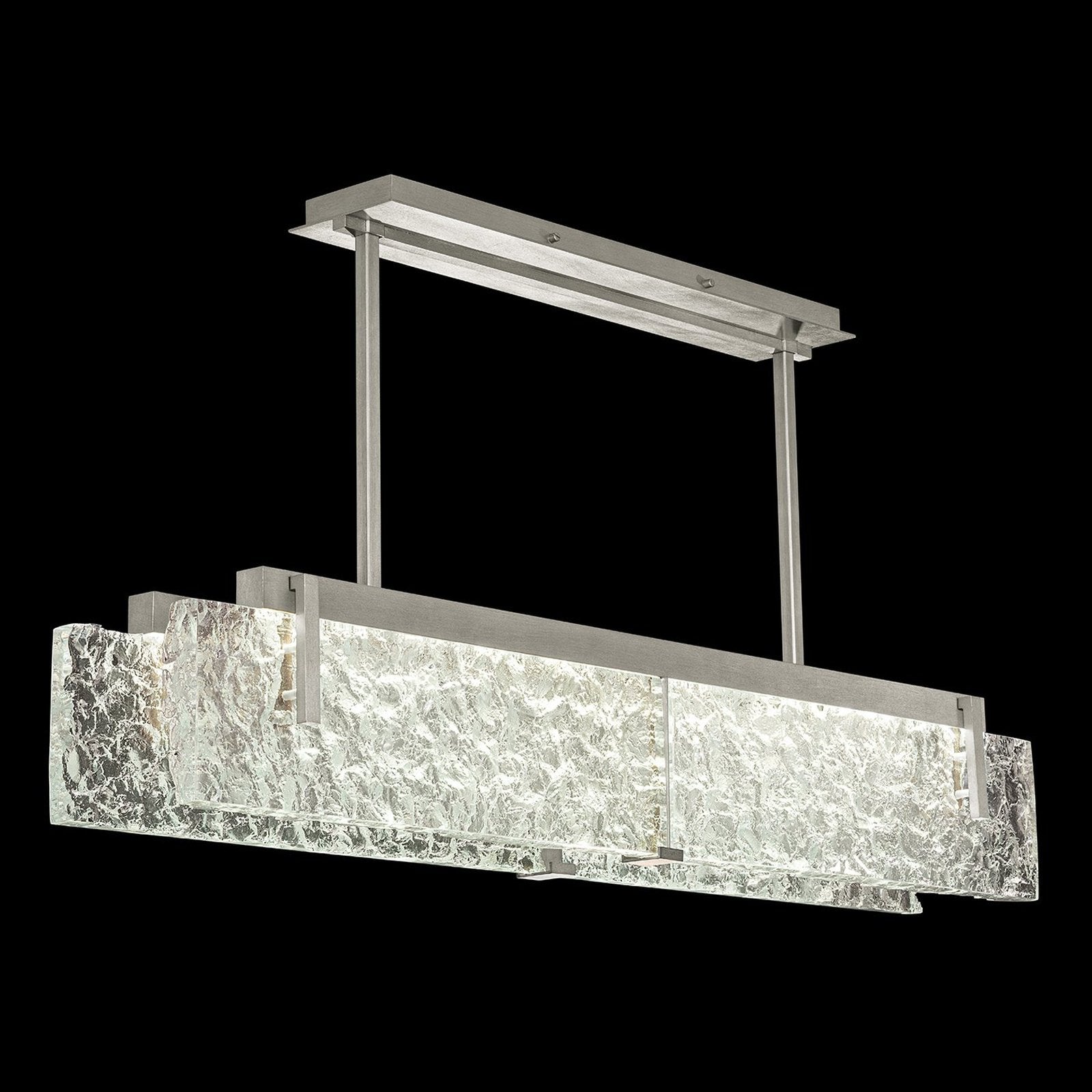 Textured Cast Crystal Linear LED Pendant / Gold / Clear