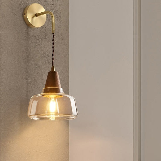Walnut Glass LED Bedside Wall Light / Type B