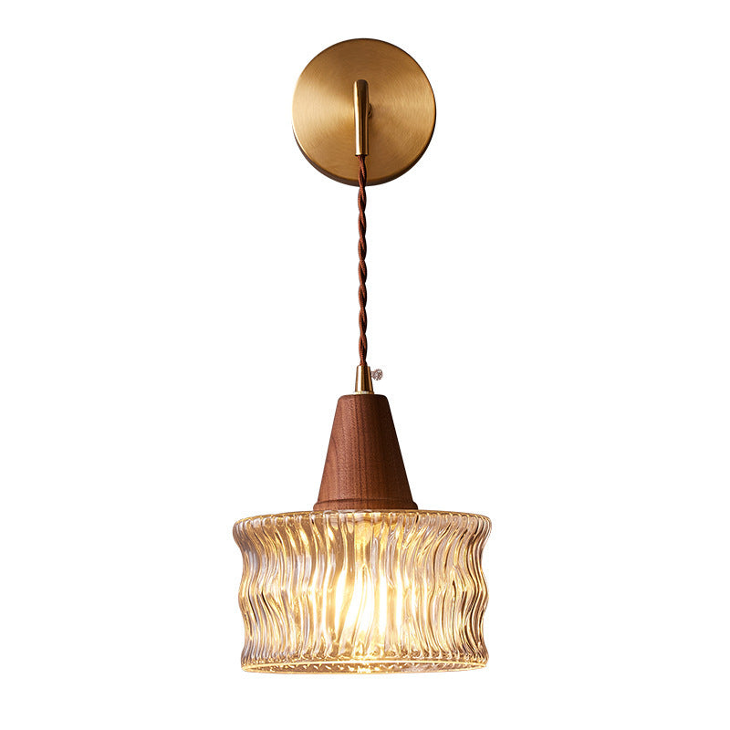 Walnut Glass LED Bedside Wall Light