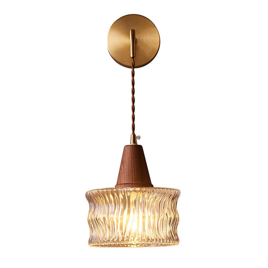 Walnut Glass LED Bedside Wall Light