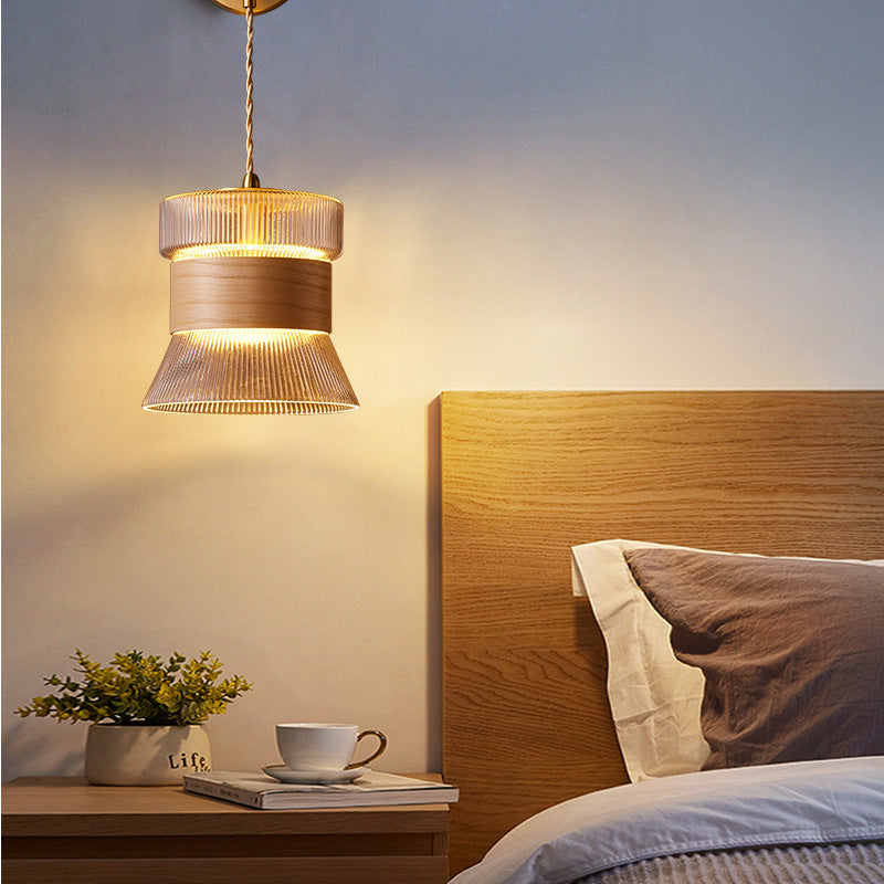 Walnut Glass LED Bedside Wall Light