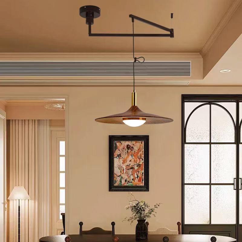 Walnut Rocker Arm LED Wall Light / Tricolor Light / Black Rocker Arm Walnut