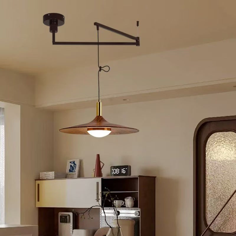 Walnut Rocker Arm LED Wall Light